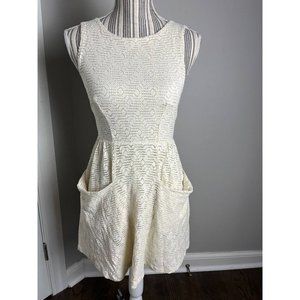 FREE PEOPLE LINED CREAM LACE DRESS W-Pockets Size XS